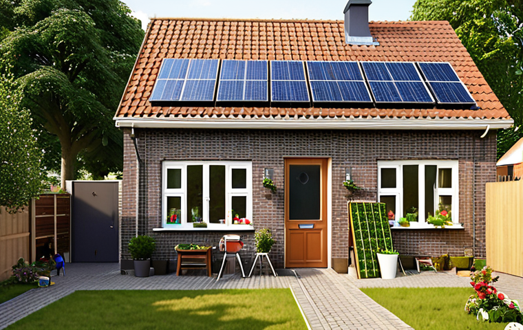 **Image Prompt:** A charming Dutch house with solar panels on the roof, surrounded by a well-maintained garden in a family-friendly neighborhood with kids playing, depicting the desirability of sustainable and well-located homes. Focus on the "A" energy label sticker visible on the front door.